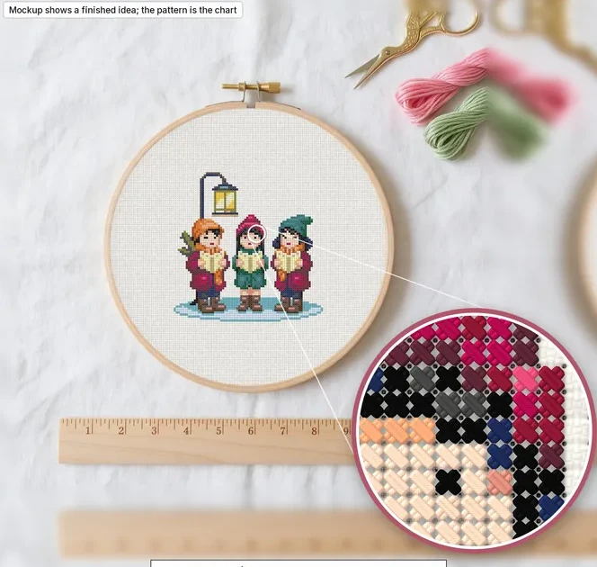 Christmas Carolers A place in a hoop finishing idea