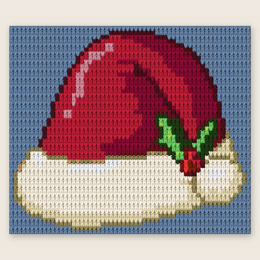 Classic Santa Hat Tapestry crochet simulation