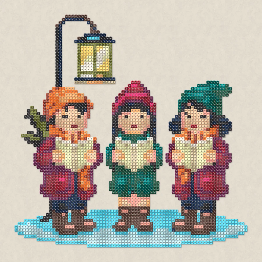 Christmas Carolers Fuse beads (Perler + Hama) simulation