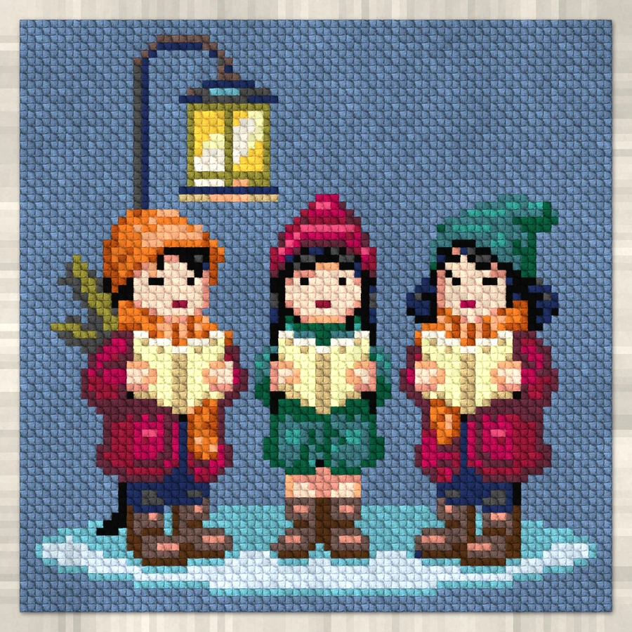 Christmas Carolers C2C crochet simulation