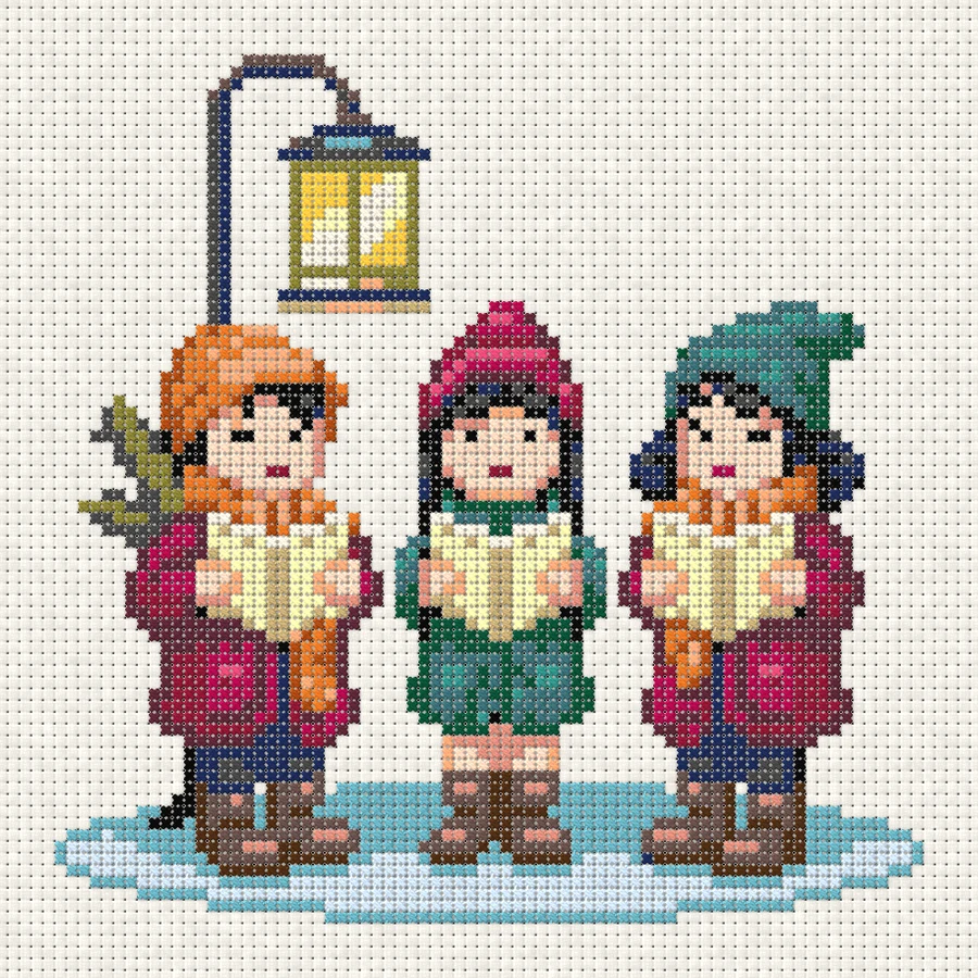 Christmas Carolers Cross-stitch simulation