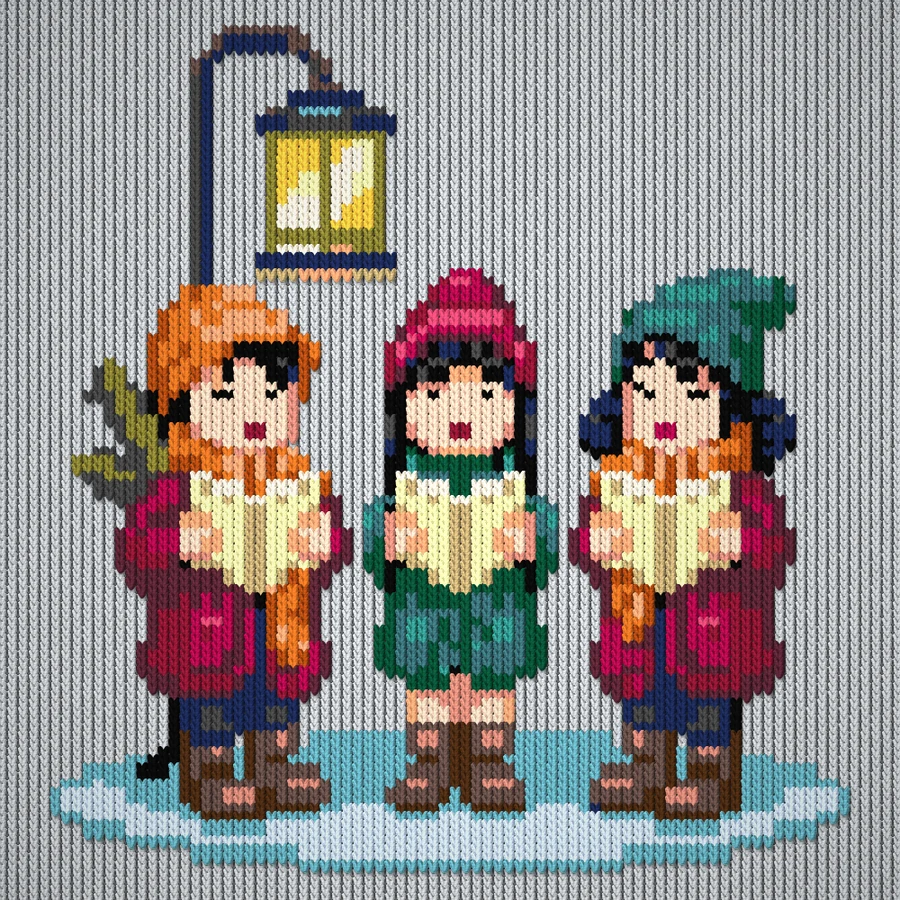 Christmas Carolers Duplicate stitch simulation