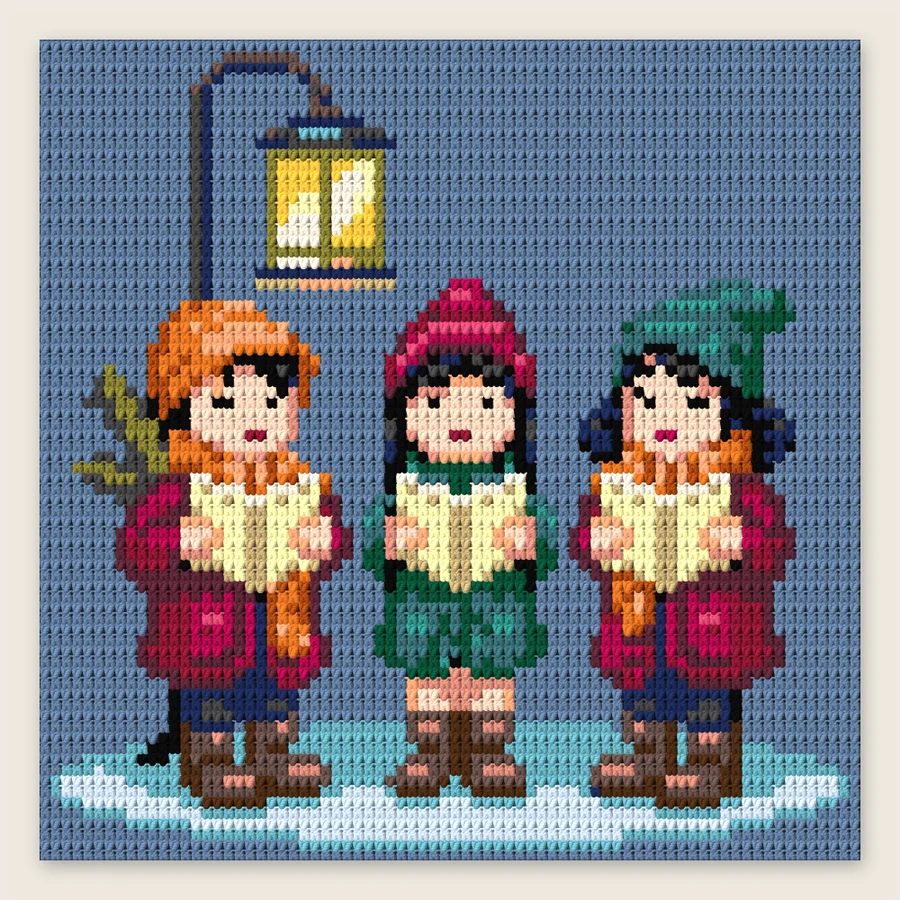 Christmas Carolers Tapestry crochet simulation