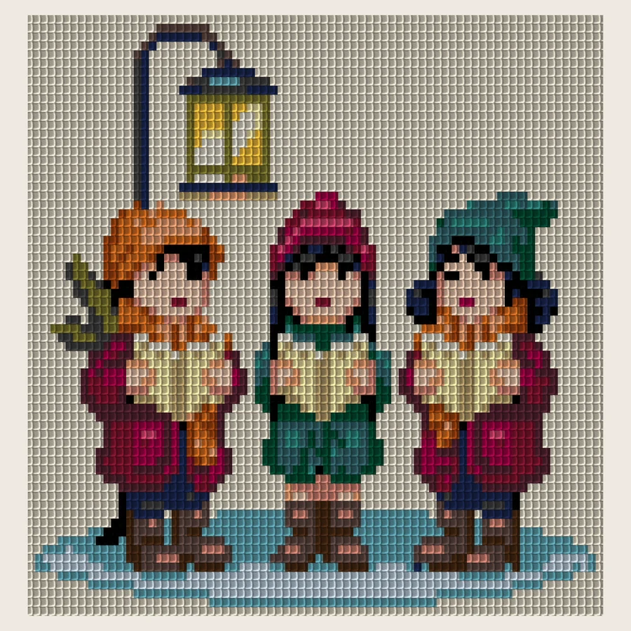 Christmas Carolers Tunisian crochet (TSS) simulation