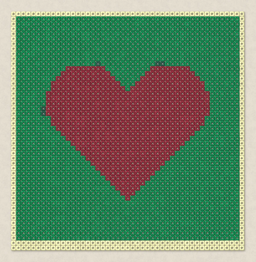 Green Quilted Heart Block Fuse beads (Perler + Hama) simulation
